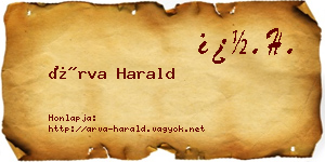 Árva Harald névjegykártya